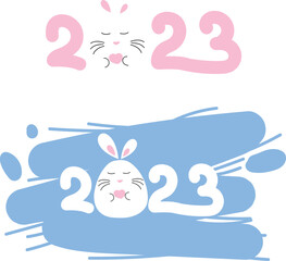 cute 2023 numbers with adorable rabbit