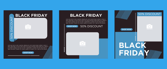 Creative modern black friday sale social media post banner template collection.	