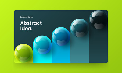 Clean 3D balls handbill template. Bright site screen design vector layout.