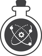 Chemical flasks and gears illustration in minimal style
