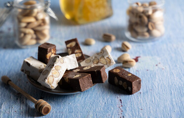 White chocolate covered nougat.