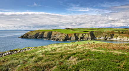 coastline with cliffs at the south coast of Ireland near Annestown, county Waterford, Republic of...