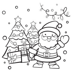 santa claus and christmas tree