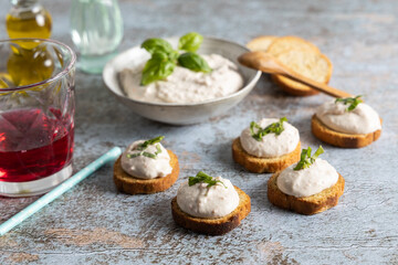 Homemade vegan cheese spread.