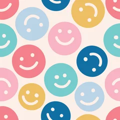 Seamless Repeat Vector Smile Smiley Happy Face Hippie Cool Trendy Pattern