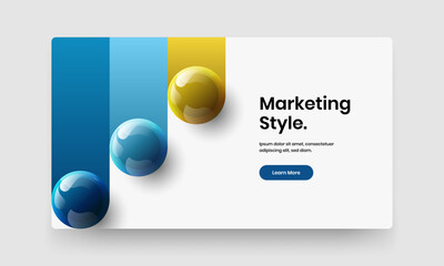Premium realistic spheres corporate cover illustration. Simple brochure design vector concept.