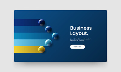 Trendy 3D spheres company cover layout. Abstract corporate identity design vector concept.