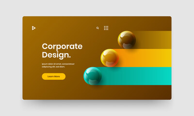 Colorful website design vector illustration. Unique 3D spheres pamphlet layout.