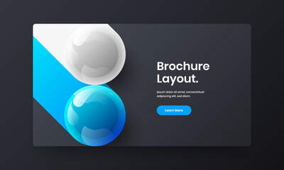 Simple 3D spheres banner template. Fresh handbill vector design concept.