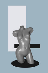 Digital collage with a female mannequin	