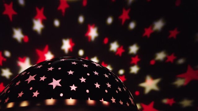 Kids colorful stars night lamp. Red and white. High quality FullHD footage