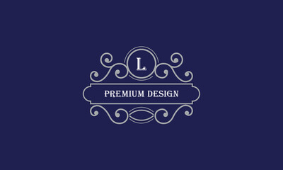 Vector logo design with place for text and initial L. Elegant monogram for restaurant, clothing brand, heraldry, business