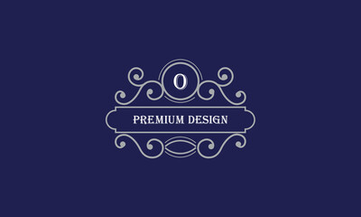 Vector logo design with place for text and initial O. Elegant monogram for restaurant, clothing brand, heraldry, business