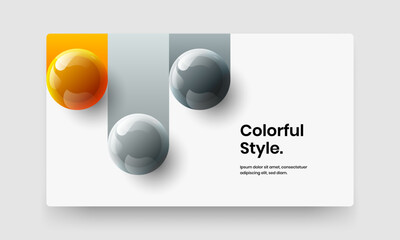 Clean site screen vector design concept. Unique 3D spheres web banner template.