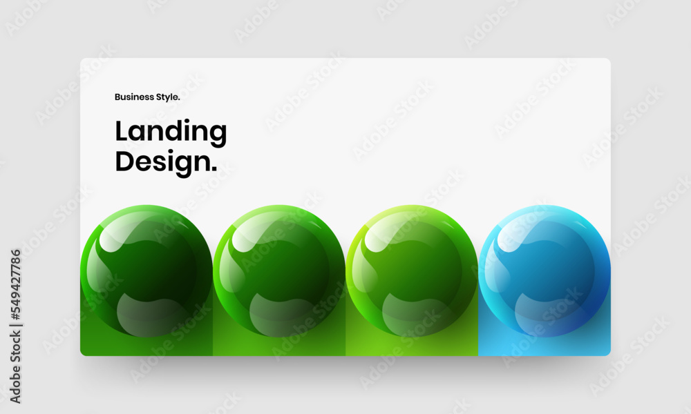 Sticker minimalistic realistic balls placard template. clean landing page design vector layout.
