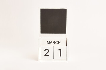 Calendar with date March 21 and space for designers. Illustration for an event of a certain date.