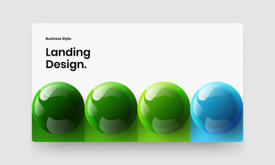 Minimalistic realistic balls placard template. Clean landing page design vector layout.