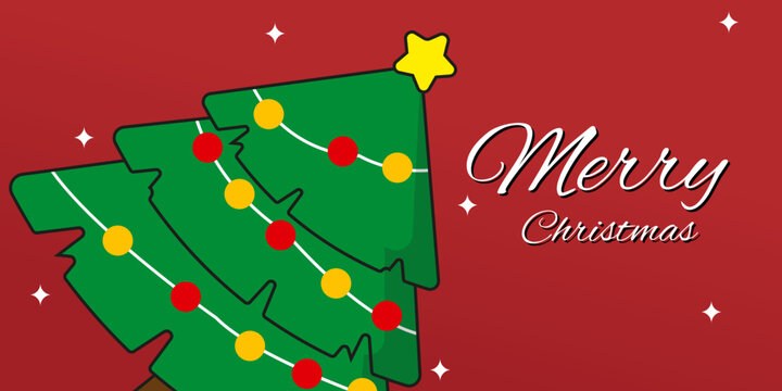 red merry christmas banner simple background