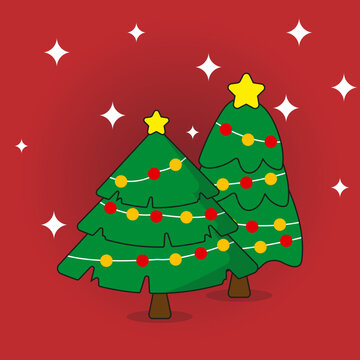 red merry christmass simple fir tree background