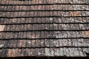 Ruined tiles on the old house.