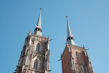 Church towers in Wrocław, Poland