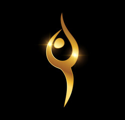 Golden Luxury Yoga Vector Icon