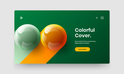 Creative landing page vector design layout. Abstract 3D spheres pamphlet concept.