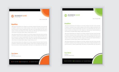 Obraz na płótnie Canvas Orange and green corporate modern business style letterhead template design