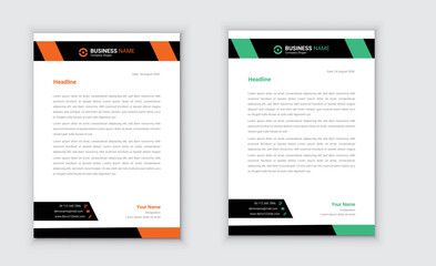 Modern abstract letterhead template with orange and green color