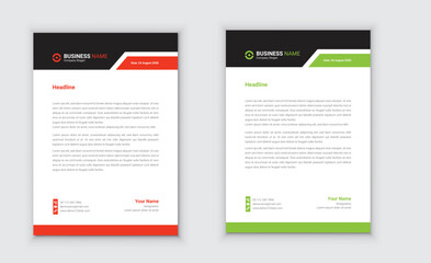 Modern Business Letterhead Design Template. Abstract Red and Green Letterhead Design