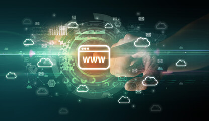 touching with soft gesture multimedia screen with future technology concept