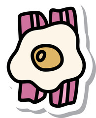 ミニステッカー食べ物　ベーコンエッグ