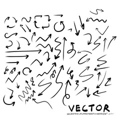 sketch arrow vector. grunge arrow brush.grunge arrow paint. doodle curve point for business plan and education.