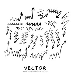 sketch spring arrow vector. grunge arrow brush.grunge arrow paint. doodle curve point for business plan and education.