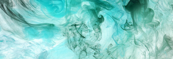 Emerald green ink abstract background. Acrylic paint backdrop for perfume, hookah, cosmetics. Mysterious smoke clouds, colorful fog