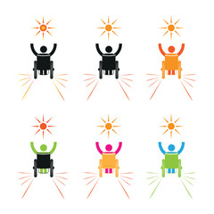 3 December International World of People With Disabilities Day banner design, wheelchair, remove obstacles, hope, physiotherapy.  Poster design. Support.