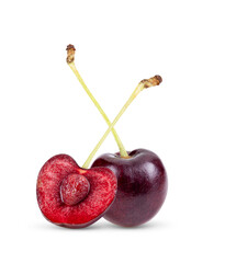 Red cherry isolated on transparent png