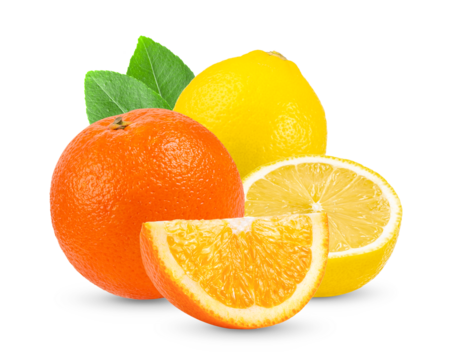 Orange citrus fruit lemon isolated on transparent png