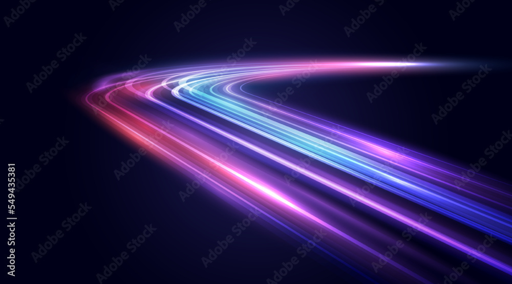 Aufkleber Modern abstract high-speed movement. Colorful dynamic motion on blue background. Movement futuristic pattern for banner or poster design background concept.