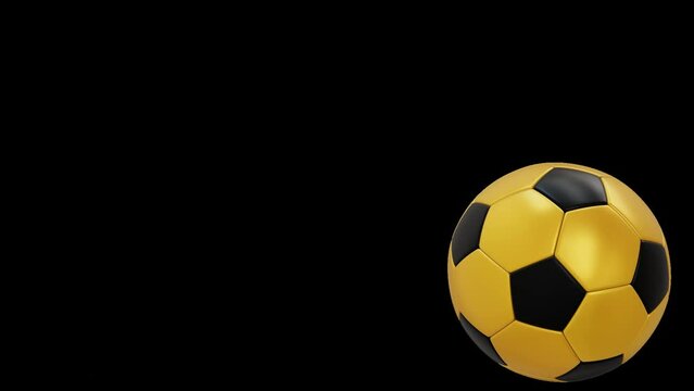 Gold football ball right side on transparent background with alpha channel