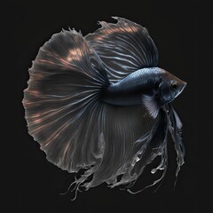 Betta Splendens (Siamese fighting fish), vantablack, inner glow