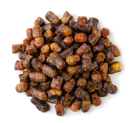 Obraz premium Heap of bee perga, bee pollen on a white. Top view