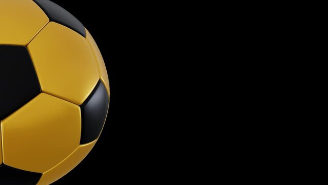 Gold football ball left side on transparent background with alpha channel