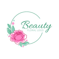  vector of doodle rose flowers emblems frames and logo with beauty studio lettering composition in white background
