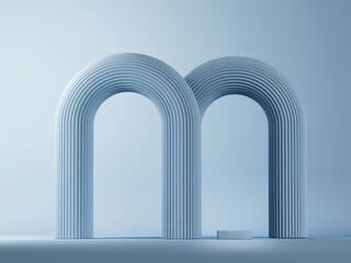 Podium abstract space for product presentation, blue background, 3d render, 3d illustration.