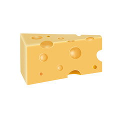 Vector image of the piece of  delicious cheese isolated on the white background.