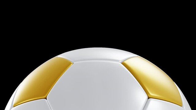 White and gold football ball on transparent background with alpha channel