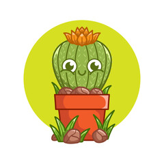 Happy cute Cactus on pot