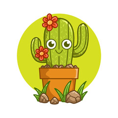 Happy cute Cactus on pot