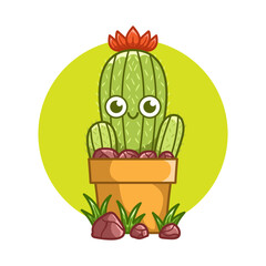 Happy cute Cactus on pot